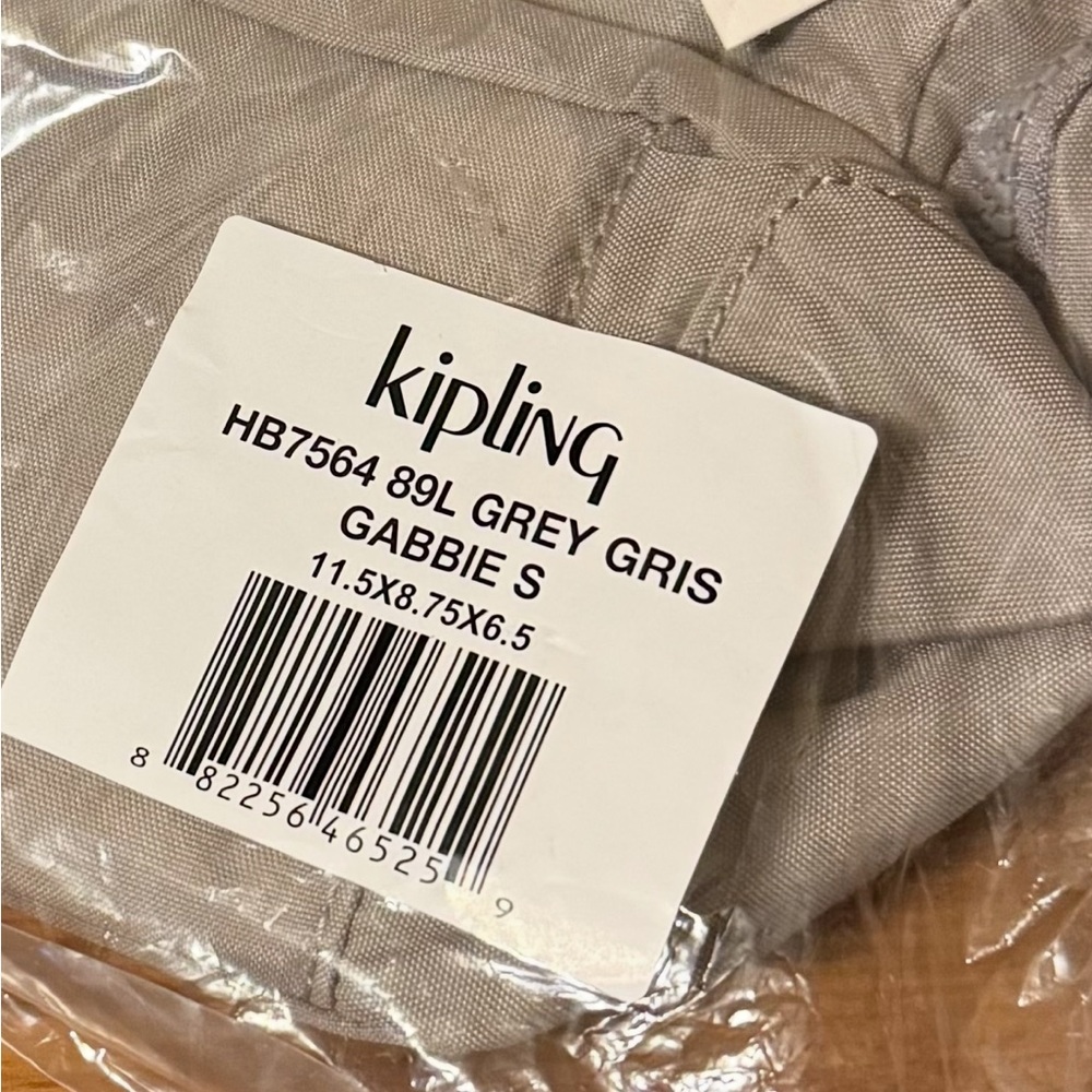 NWT Kipling Gabbie Small Grey Gris Crossbody Bag Purse Nylon Monkey Travel - Picture 8 of 16